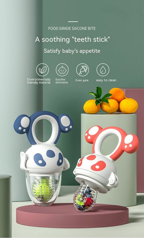 Happy Bite Baby Teether Non-Staple Food Fruit Feeding Artifact Baby Pacifier Silicone Hand Guard Molar Rod Wholesale